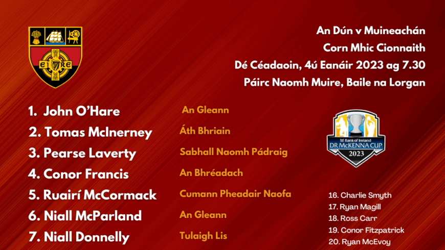 Dr McKenna Cup: Down Team v Monaghan