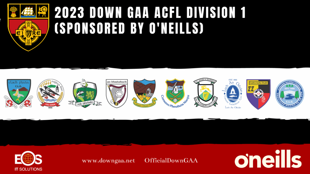 FIXTURES: 2023 Down GAA ACFL  Division 1 (Sponsored by O’Neills)