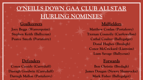 O’Neills Down GAA Club Hurling Allstar Nominees